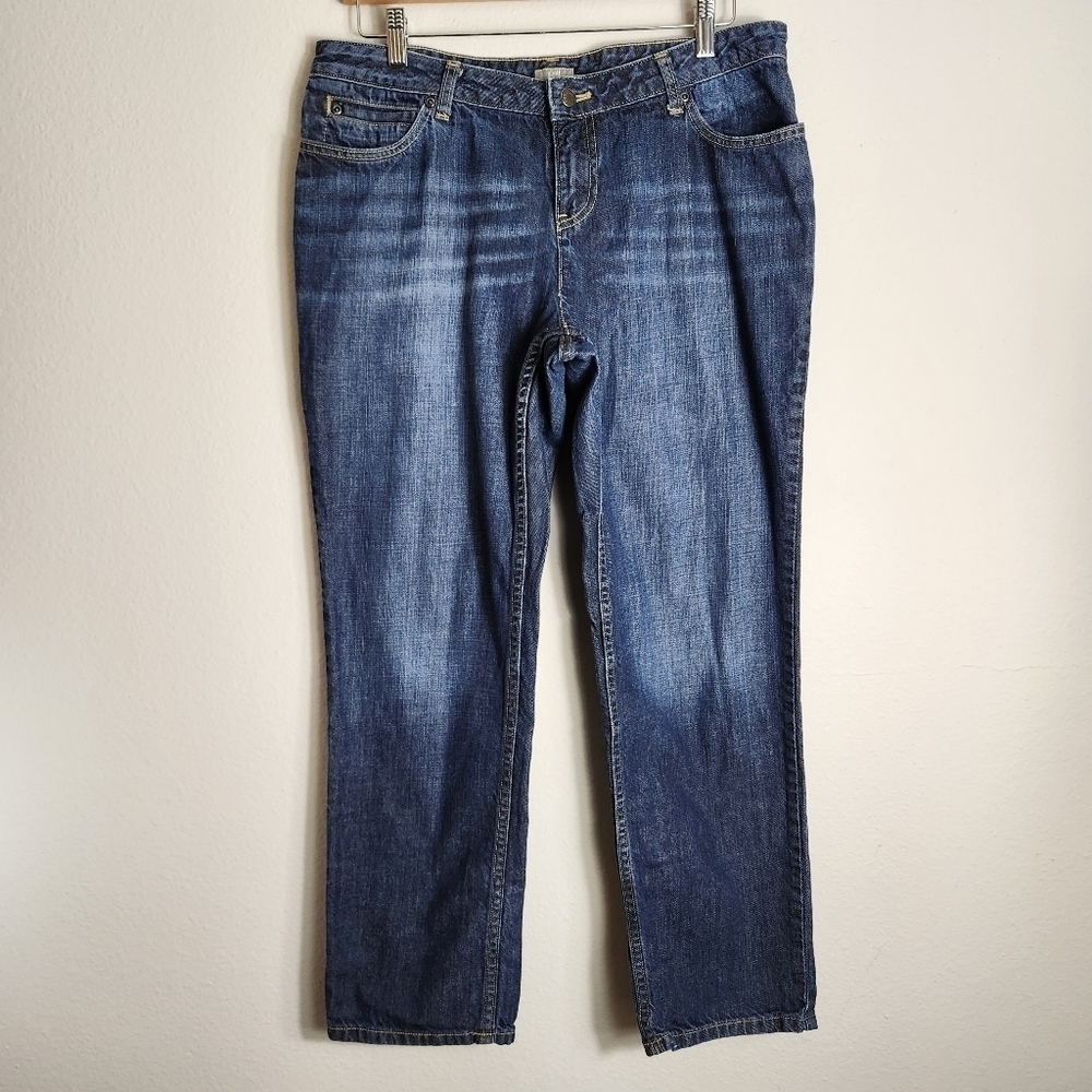 J. Jill Womens Dark Wash Mid Rise Straight Leg Jeans-Size 12P